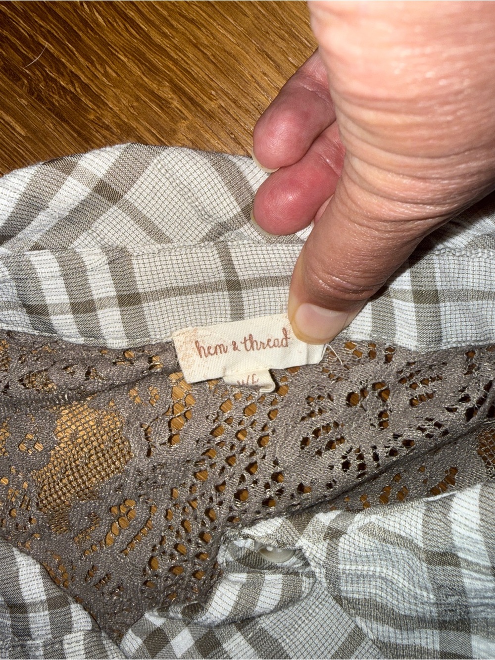 Hem & Thread Cream and Brown Plaid Button-Down Shirt - Picture 3 of 6